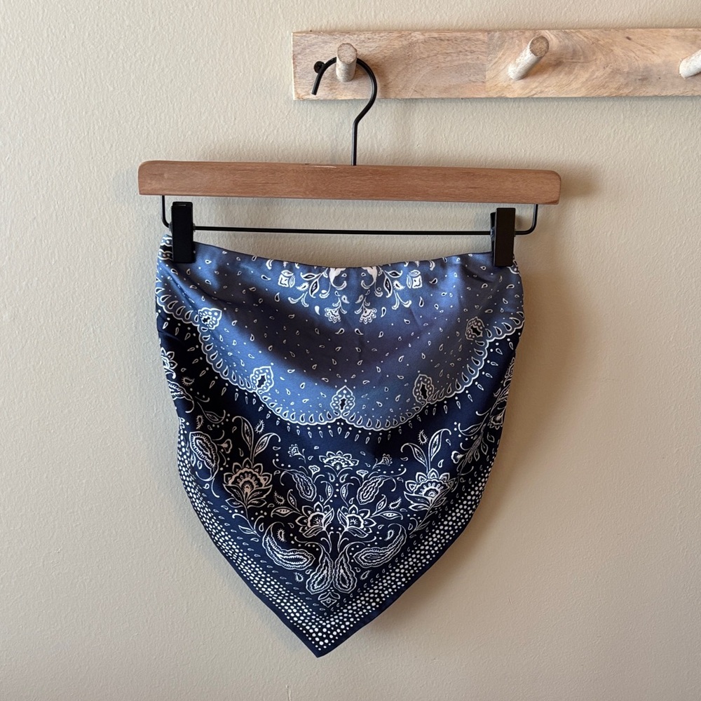 LOFT Navy Blue Bandana Print Scarf Strapless Top XS